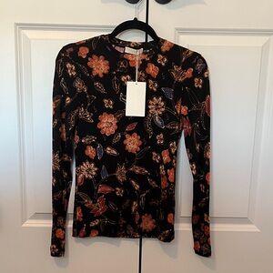 Ulla Johnson Black Floral Long-Sleeve Blouse